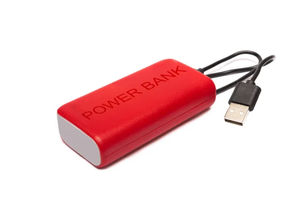 Usb Power Bank Ladda Batteriet Bärbara Vit Bakgrund — Stockfoto