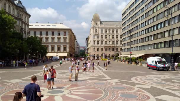 Budapest Ungern Augusti 2018 Utsikt Över Saint Stephen Square Hem — Stockvideo