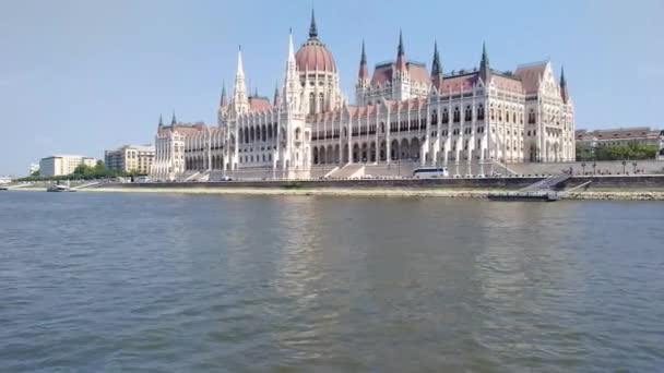 Βουδαπέστη Ουγγαρία Αυγούστου 2018 Κοινοβούλιο Της Βουδαπέστης Στα Ουγγρικά Orszghz — Αρχείο Βίντεο