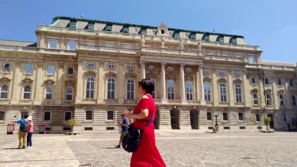 ブダペスト ハンガリー 2018 城を訪れる観光客 ブダ城にリストされていたユネスコの世界遺産に 1987 — ストック動画