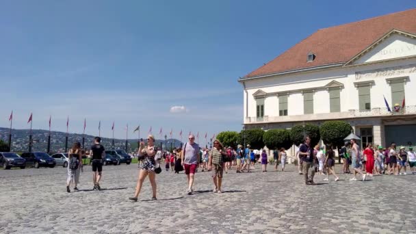 Budapest Hongrie Août 2018 Touristes Visitant Château Château Buda Été — Video