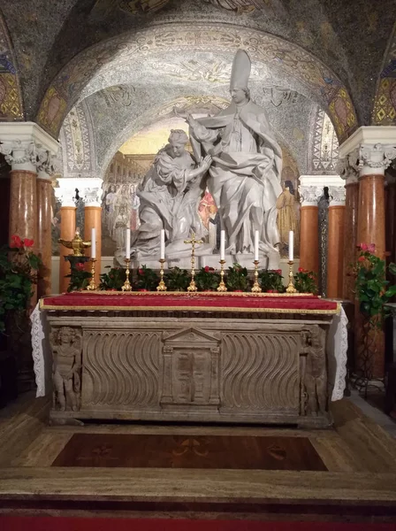 Ascoli Piceno Italia Agosto 2018 Estatua Del Bautismo Polisia Cripta —  Fotos de Stock