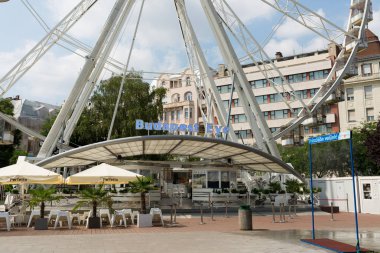 Budapeşte, Macaristan - 3 Ağustos, 2018: Budapeşte göz, dönme dolap ile cazibe.