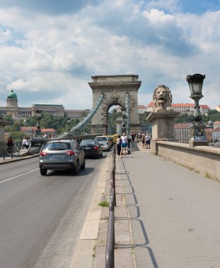 Budapeşte, Macaristan - 3 Ağustos, 2018: Zincir köprü görünümü