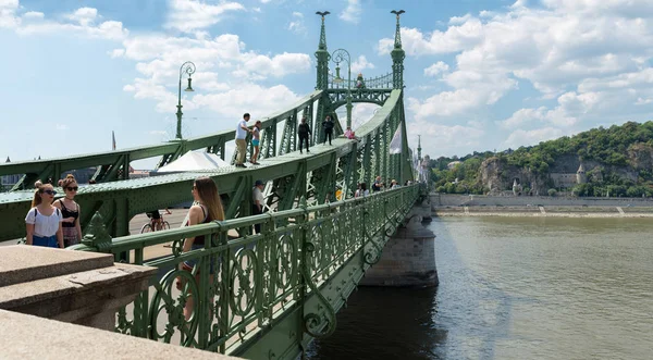 Budapest Hongrie Août 2018 Pont Freedom Est Sur Danube Reliant — Photo