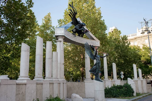 Budapest Hungría Agosto 2018 Monumento Las Víctimas Ocupación Alemana Plaza —  Fotos de Stock