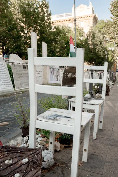 Budapest Hungría Agosto 2018 Monumento Las Víctimas Ocupación Alemana Plaza —  Fotos de Stock