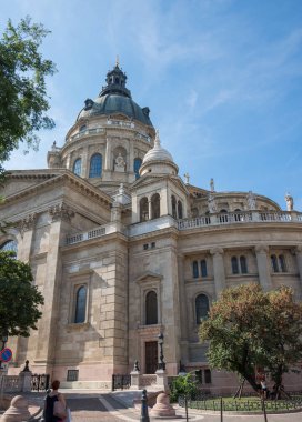 Budapeşte, Macaristan - 7 Ağustos, 2018: dış of.St. Stephen Bazilikası detayları