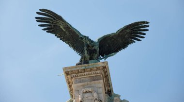 Budapeşte, Macaristan - 5 Ağustos 2018: kartal kapısı Buda Castle detay