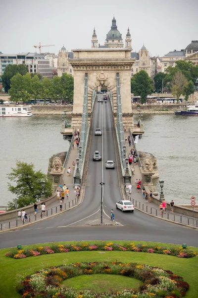 Budapest Ungarn August 2018 Luftaufnahme Der Kettenbrücke — Stockfoto