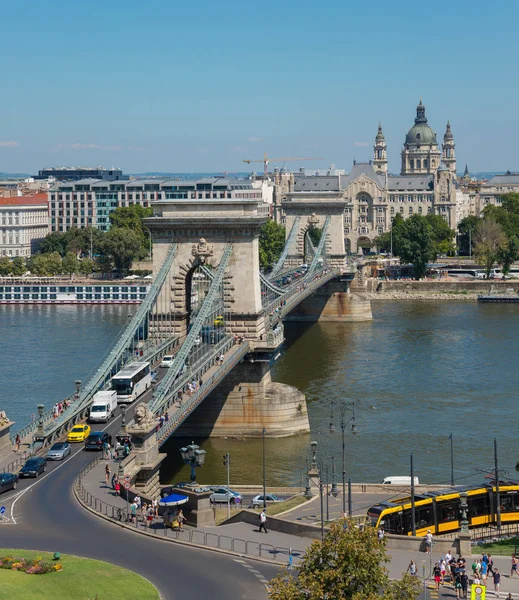 Budapest Hungría Agosto 2018 Vista Aérea Del Puente Las Cadenas —  Fotos de Stock