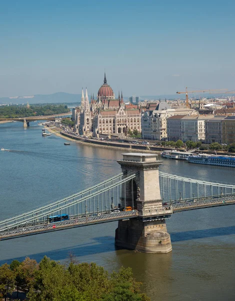 Budapest Hungría Agosto 2018 Vista Aérea Del Puente Las Cadenas — Foto de Stock