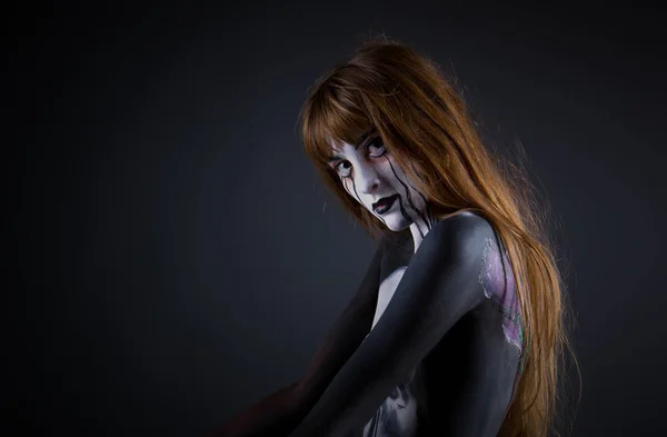 Девушка Маске Придуманная Ужасов Хэллоуина — стоковое фото