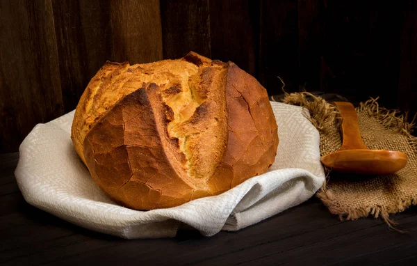 Whole Grain Bread Brown Wooden Table — Stock Photo, Image