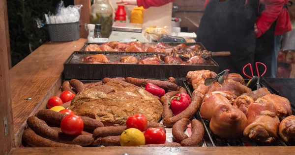 Mercados Natal Poloneses Com Produtos Típicos — Fotografia de Stock