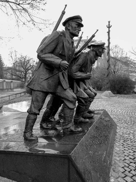 Krakow Polen Januari 2019 Staty Fyra Legionärer Hyllning Till Männen — Stockfoto