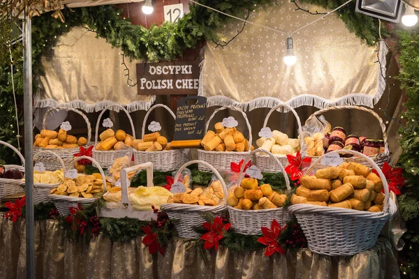 Mercados Natal Poloneses Com Produtos Típicos — Fotografia de Stock