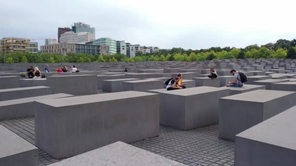 Berlin Tyskland Augusti 2019 Besökare Monument Till Minne Förintelsens Offer — Stockvideo