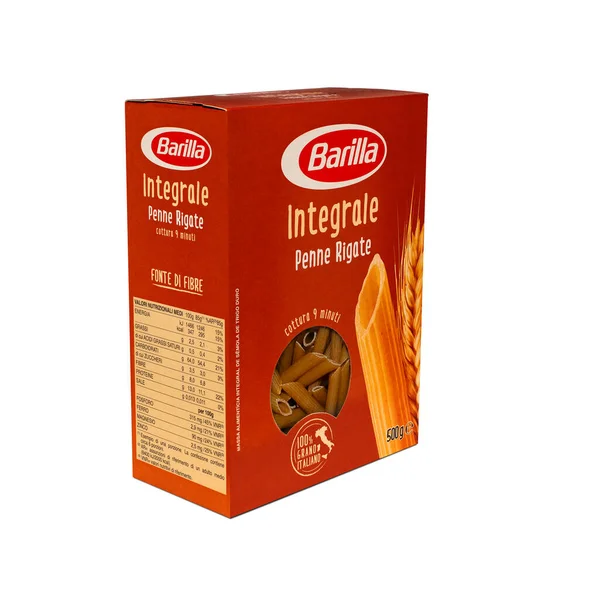 Italia Enero 2020 Renderizado Pasta Integral Paquete Penne Rigate Pasta — Foto de Stock