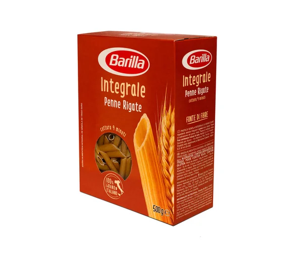 Italia Enero 2020 Renderizado Pasta Integral Paquete Penne Rigate Pasta —  Fotos de Stock