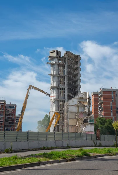 Naples Italy June 2020 Demolition Building Called Vela Scampia Started — Stock Photo, Image