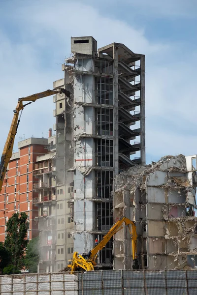 Naples Italy June 2020 Demolition Building Called Vela Scampia Started — Stock Photo, Image