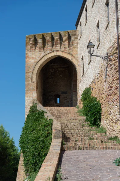Außenansicht Des Mittelalterlichen Dorfes Acquaviva Picena Ascoli Piceno Italien — Stockfoto