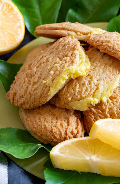 Italian Biscuits Filled Lemon Cream Typical Liguria Called Bundles Fagottini — Stock Photo, Image