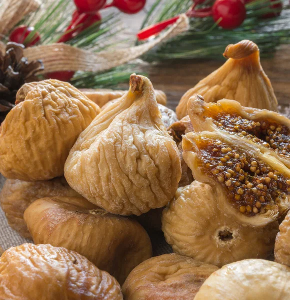 Figues Blanches Séchées Sucrées Nourriture Napolitaine Typique Pendant Période Noël — Photo