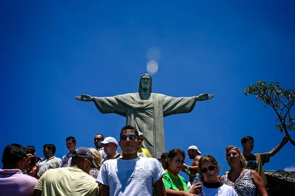 Статуя Христа Искупителя Гора Корковадо Рио Жанейро Бразилия Февраля 2008 — стоковое фото