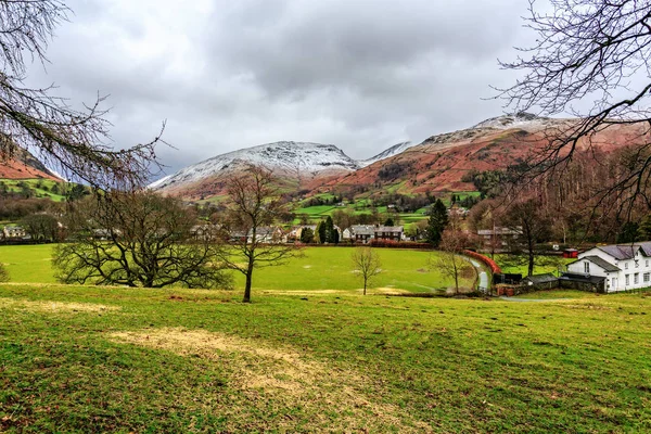 Schneebedeckte Gipfel Der Seenplatte Cumbria Aufgenommen April 2015 — Stockfoto