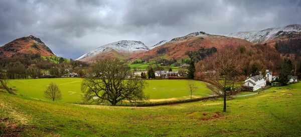 Χιόνι Χιονοσκέπαστες Κορυφές Στο Lake District Cumbria Ηνωμένο Βασίλειο Λαμβάνονται — Φωτογραφία Αρχείου