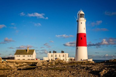 Portland Bill Portland, Dorset, İngiltere 19 Ocak 2014'de çekilen deniz feneri