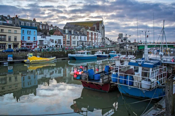 Gyűjtemény Csónakok Horgonyzott Harbour Weymouth Dorset Egyesült Királyság Hozott 2013 — Stock Fotó