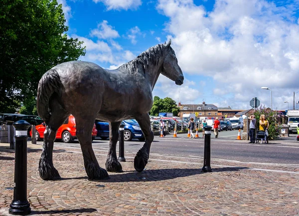 Shire Horse Statue Entrance Town Centre Regeneration Eldridge Pope Brewery — Stock Photo, Image