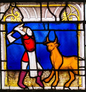 Galss Semur en Auxois, Cote d'Or, 27 Haziran 2014 alınan France içinde lekeli Ortaçağ