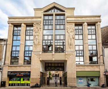 Reims, Burgundy, Fransa'da 29 Haziran 2018 alınan Art Deco bina