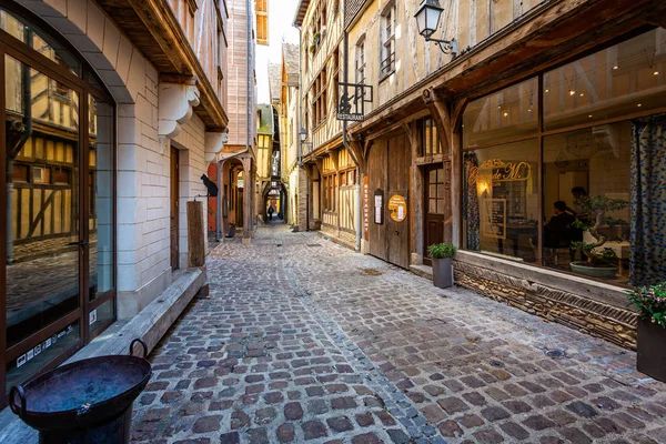 Alley Van Katten Historische Centrum Van Troyes Met Halve Houten — Stockfoto