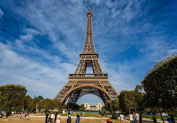 Torre Eiffel Contra Céu Incrível Paris França Agosto 2018 — Fotografia de Stock