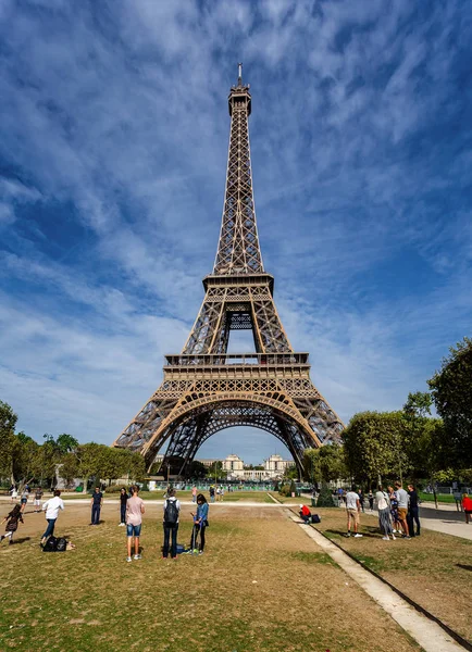 Torre Eiffel Contra Céu Incrível Paris França Agosto 2018 — Fotografia de Stock