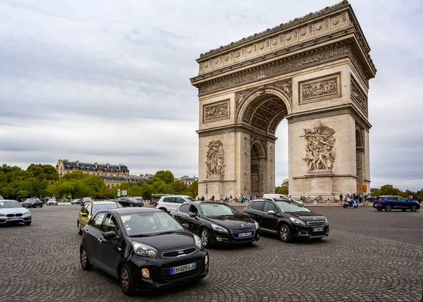 Vista Arco Triunfo Dos Campos Elísios Paris França Agosto 2018 — Fotografia de Stock