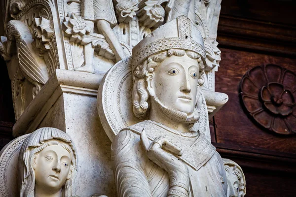 Close Element Last Judgement Tympanum Gislebertus Autun Cathedral Burgundy France — Stock Photo, Image