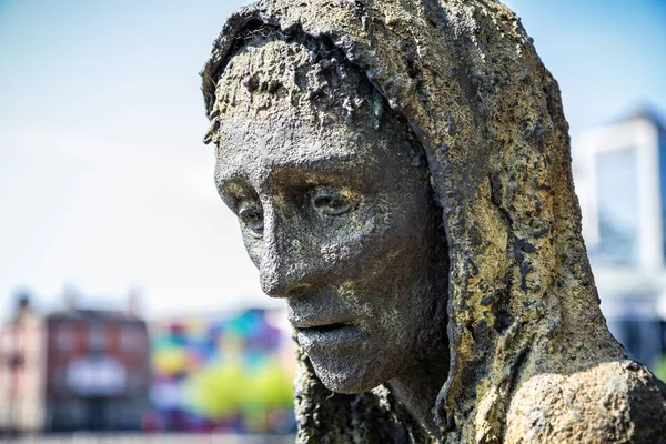 Close Head One Famine Sculptures Custom House Quay Dublin Ireland — Stock Photo, Image