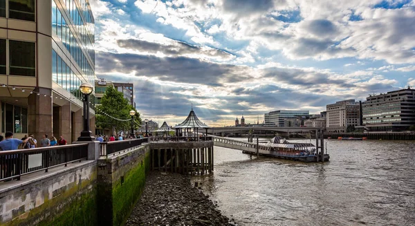 Coucher Soleil Sur Pont Londres Depuis Rive Sud Tamise Pris — Photo