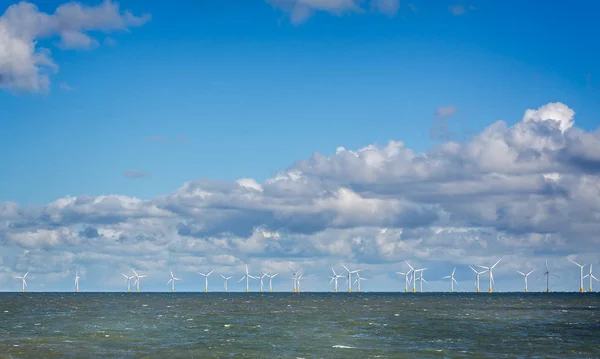 Wind farm off the coast of Yarmouth in Great Yarmouth, Norfolk, UK on 28 October 2018