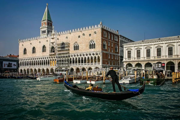 Gondel Vor Dem Dogenpalast Vom Canal Grande Venedig Italien Oktober — Stockfoto