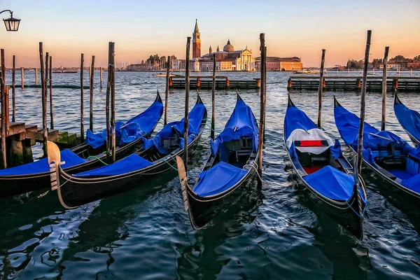 Gondolas Grand Canal Sunset Venice Italy Taken October 2007 — Stock Photo, Image