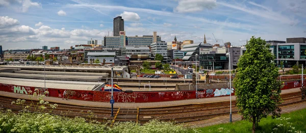 Vista Través Sheffield City Tomada Desde Arriba Estación Tren Sheffield — Foto de Stock