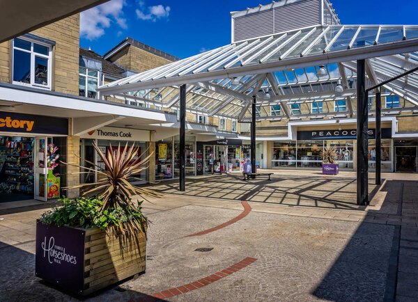 Three Horseshoes Walk Shopping Centre in Warminster, Wiltshire, UK taken on 15 July 2018