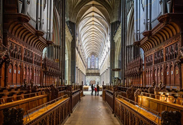 Salisbury Cathedral Nagytermében Venni Kórus Standokon Salisbury Wiltshire Egyesült Királyság — Stock Fotó